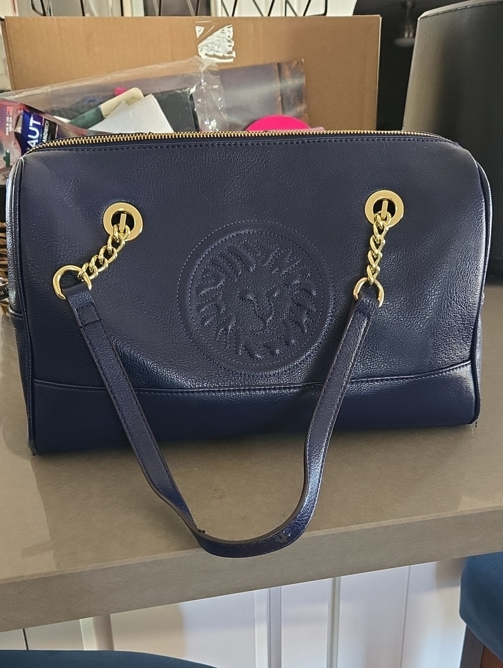AnneKlein Navy Chain-Handle Women’s Tote Bag